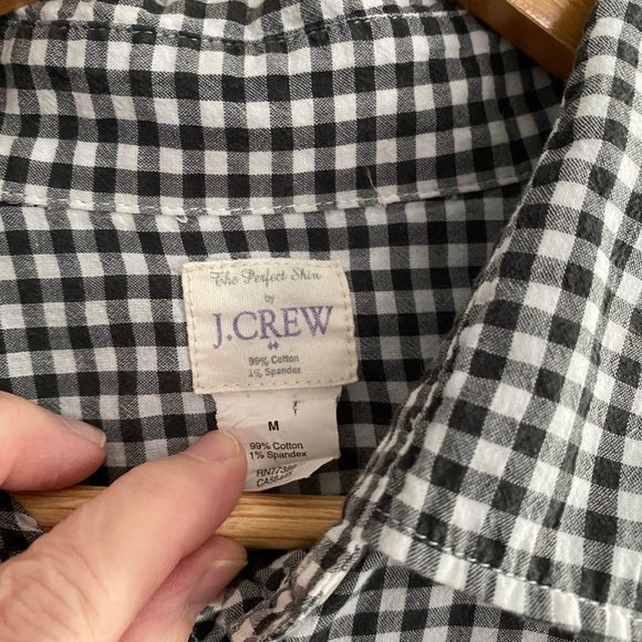 J Crew Black Gingham Perfect Shirt sz M - Picture 4 of 4